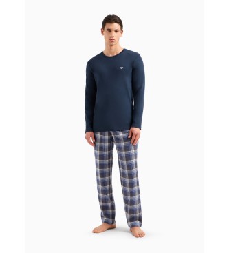 Emporio Armani Yarn Dyed lange pyjama marine