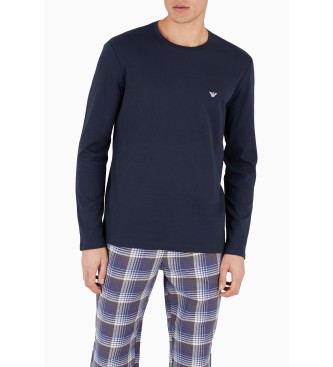 Emporio Armani Pyjama long teint dans la masse marine