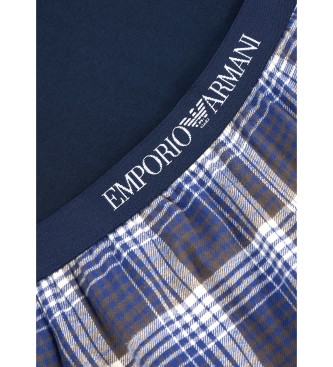 Emporio Armani Pijama comprido em fio tingido azul-marinho