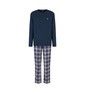 Emporio Armani Pijama comprido em fio tingido azul-marinho