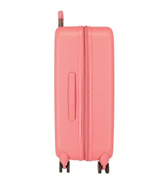 Enso Bonjour coral rigid suitcase set 55-70cm pink