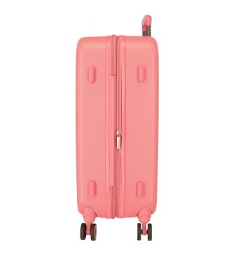 Enso Bonjour coral rigid suitcase set 55-70cm pink