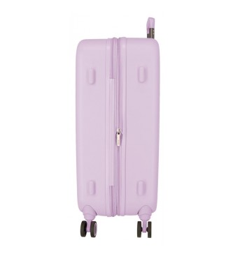 Enso Średnia walizka Enso Beautiful day sztywna 70cm liliowa