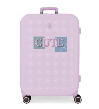 Enso Średnia walizka Enso Cute Girl sztywna 70cm liliowa