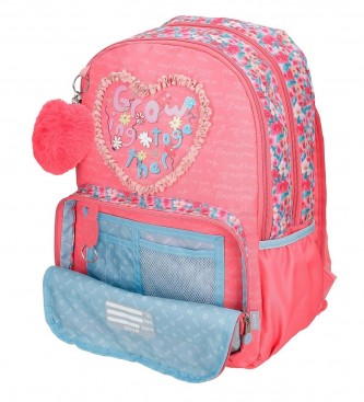 Enso Juntos Mochila Growing backpack compartimento duplo com carrinho cor-de-rosa