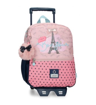Enso Bonjour 32cm pink stroller backpack with trolley