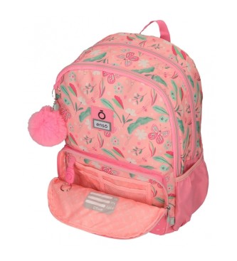 Enso Piękny dwukomorowy plecak z wózkiem w kolorze różowym