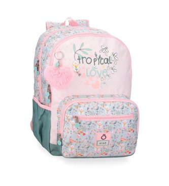 Enso Dwukomorowy plecak Tropical Love z możliwością dopasowania do wózka w kolorze różowym