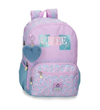 Joumma Bags Enso Cute Girl rygsk med dobbelt rum i lilla -32x44x17cm