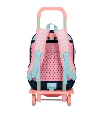 Enso Bonjour 38cm schoolrugzak met roze trolley