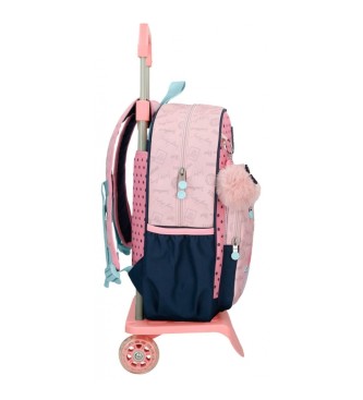 Enso Bonjour 38cm schoolrugzak met roze trolley