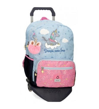 Enso Enso Dreams Come true computer backpack two compartments with trolley blue, pink