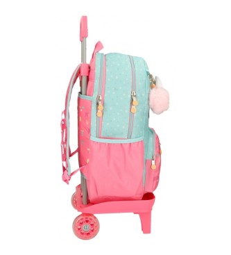 Enso Magiczny letni dwukomorowy plecak komputerowy z wózkiem zielony, różowy