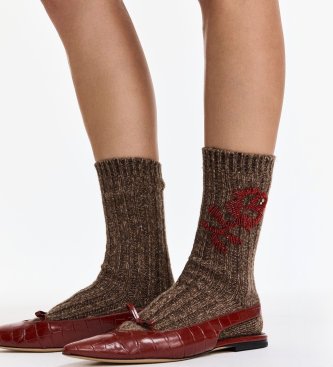 Essentiel Antwerp Klover Socken mit Stickerei, braun