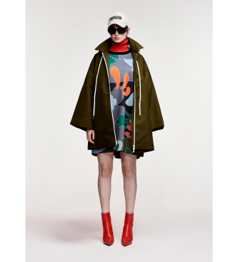 Essentiel Antwerp Chubasquero oversize con capucha verde oscuro
