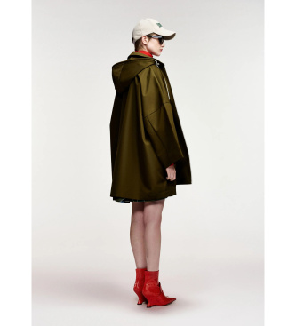 Essentiel Antwerp Chubasquero oversize con capucha verde oscuro