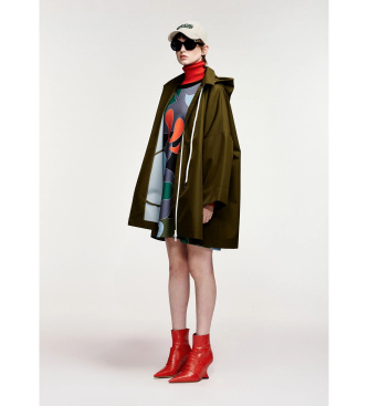 Essentiel Antwerp Chubasquero oversize con capucha verde oscuro