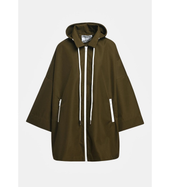 Essentiel Antwerp Chubasquero oversize con capucha verde oscuro