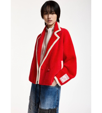 Essentiel Antwerp Cardigan met rode contrasterende biesjes