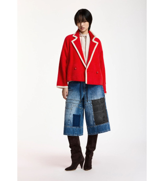 Essentiel Antwerp Cardigan met rode contrasterende biesjes