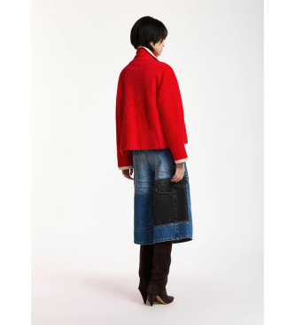Essentiel Antwerp Cardigan met rode contrasterende biesjes