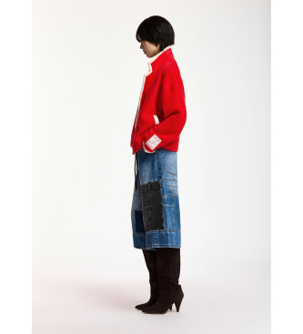 Essentiel Antwerp Cardigan met rode contrasterende biesjes