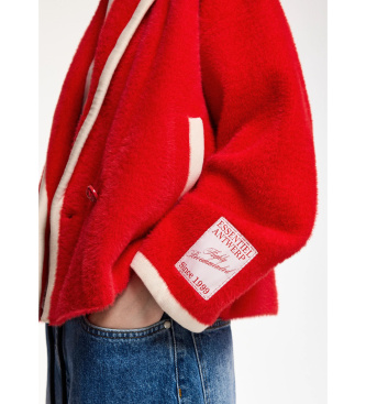 Essentiel Antwerp Cardigan met rode contrasterende biesjes
