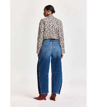 Essentiel Antwerp Jeans de pernera tipo barril con paneles azul