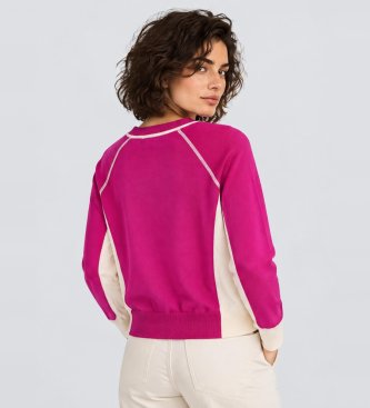 Essentiel Antwerp Maglione Bicolore a Maglia Keys rosa