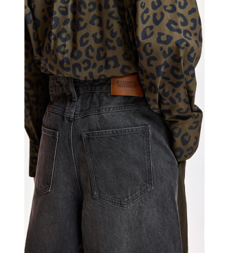 Essentiel Antwerp Broek met wijde pijpen in twee stoffen kaki, zwart