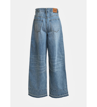 Essentiel Antwerp Broek met wijde pijpen in twee stoffen bruin, blauw