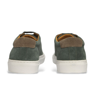 Faonnable Grnne tofarvede lder-sneakers