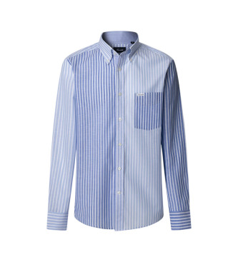 Faonnable Shirt Cl Bd Co Lin Stp Mix blue