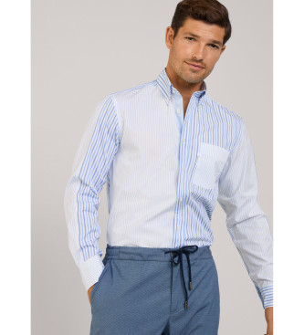 Faonnable Camicia blu regular fit in popeline rigato