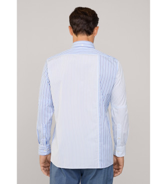 Faonnable Camicia blu regular fit in popeline rigato