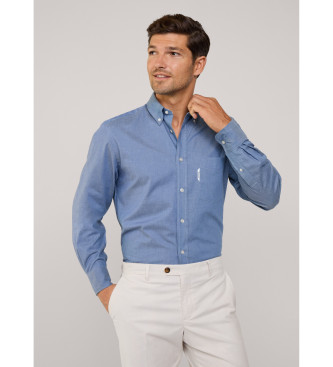 Faonnable Chemise rgulire en serg bleu