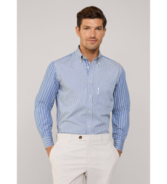 Faonnable Camicia blu in twill rigato vestibilit regolare