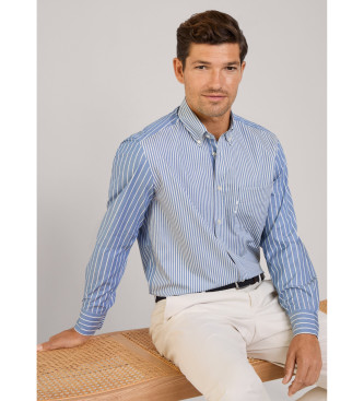 Faonnable Camisa de sarja s riscas de ajuste regular azul