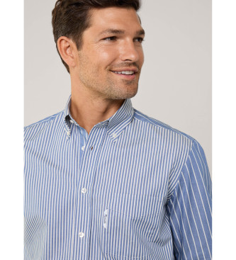 Faonnable Camisa de sarja s riscas de ajuste regular azul