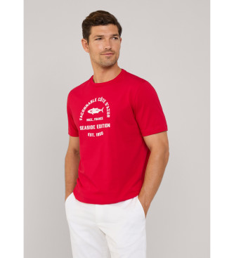 Faonnable Fish Front Print T-shirt red