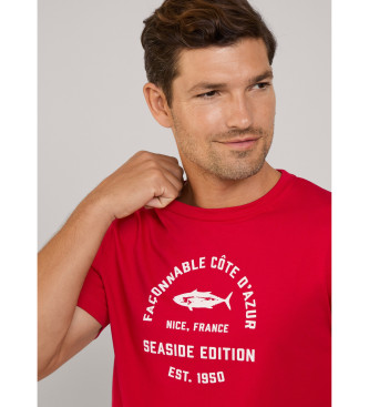 Faonnable Fish Front Print T-shirt red