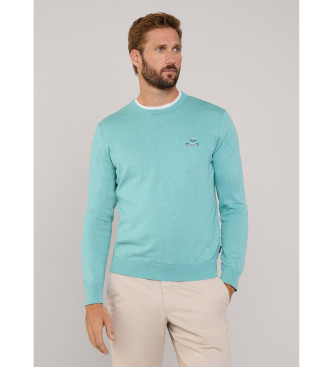 Faonnable Cosilk Crew Birdie turquoise trui