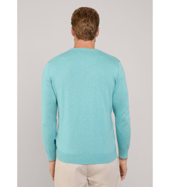 Faonnable Cosilk Crew Birdie turquoise trui