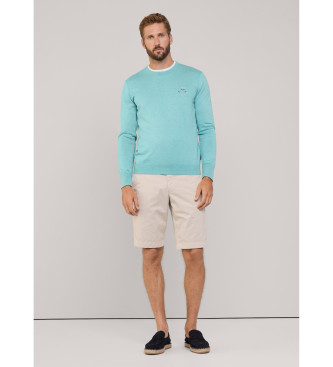 Faonnable Cosilk Crew Birdie turquoise trui