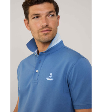 Faonnable Polo blu con ricamo Birdie