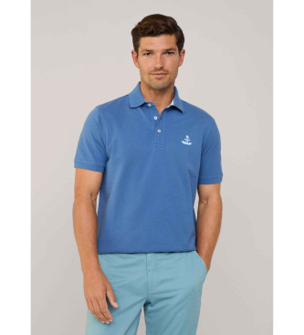 Faonnable Polo blu con ricamo Birdie