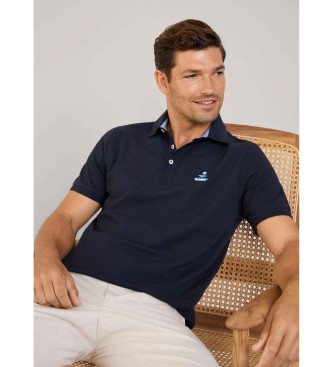 Faonnable Polo con ricamo uccellino blu scuro