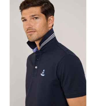 Faonnable Polo con ricamo uccellino blu scuro