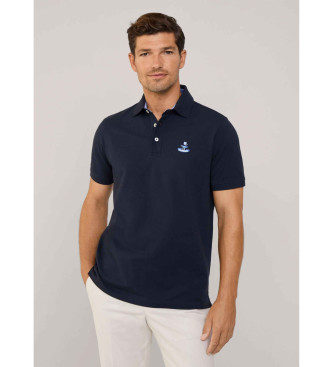 Faonnable Polo con ricamo uccellino blu scuro