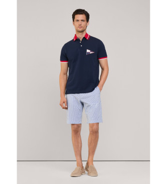 Faonnable Polo Borst Coll Print marine